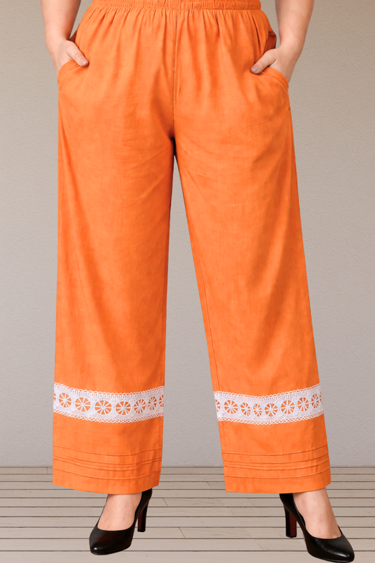 Orange Cotton Pant Palazzo