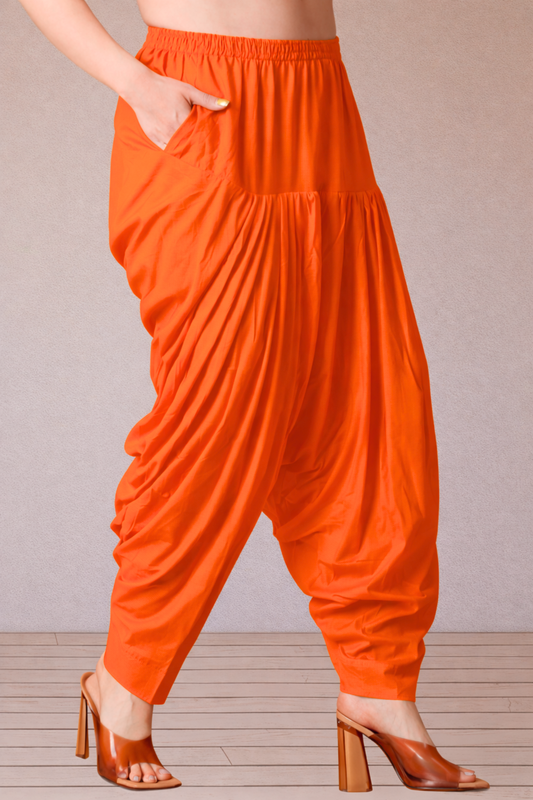 Orange Cotton Patiala Salwar