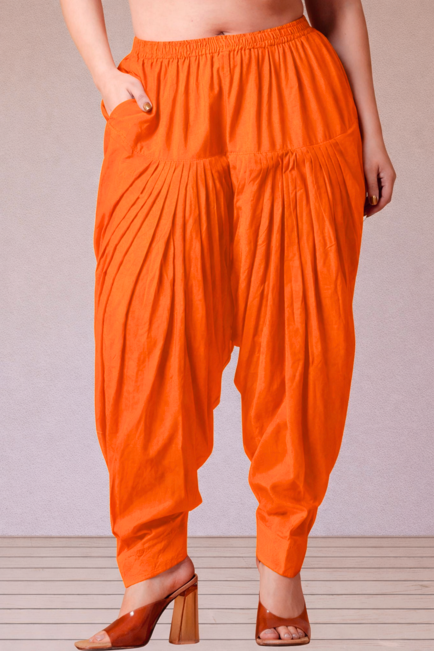 Orange Cotton Patiala Salwar