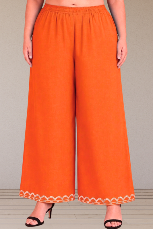 Orange Detailed  Rayon Palazzo