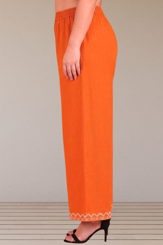 Orange Detailed  Rayon Palazzo