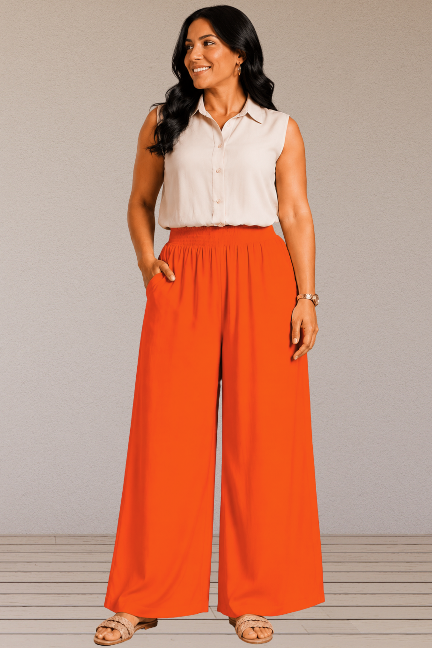 Orange Flared Palazzo Pant