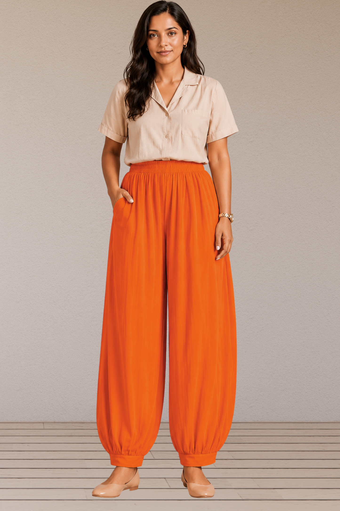 Orange Rayon Afghani Pants