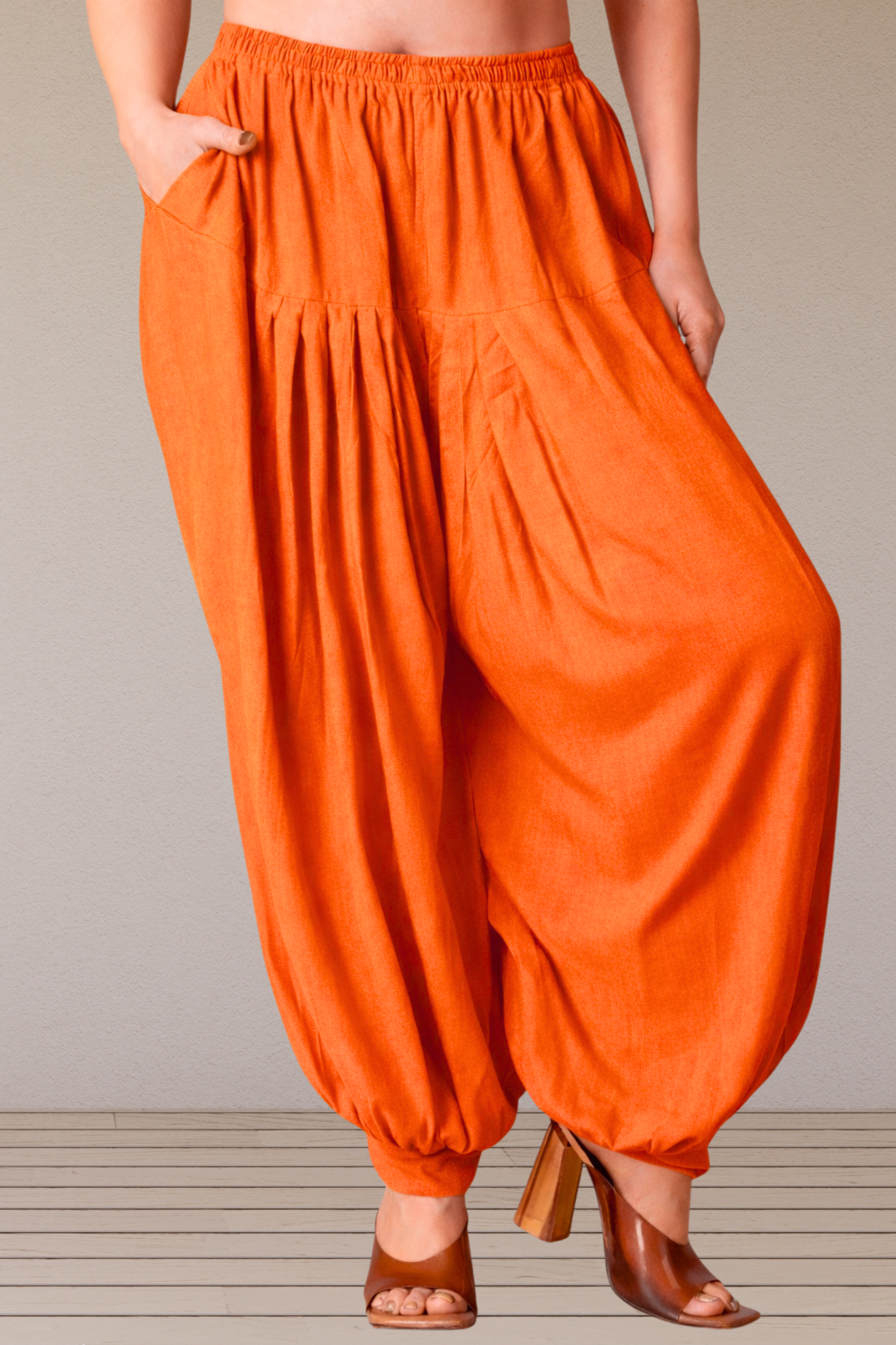 Orange Rayon Afghani Salwar