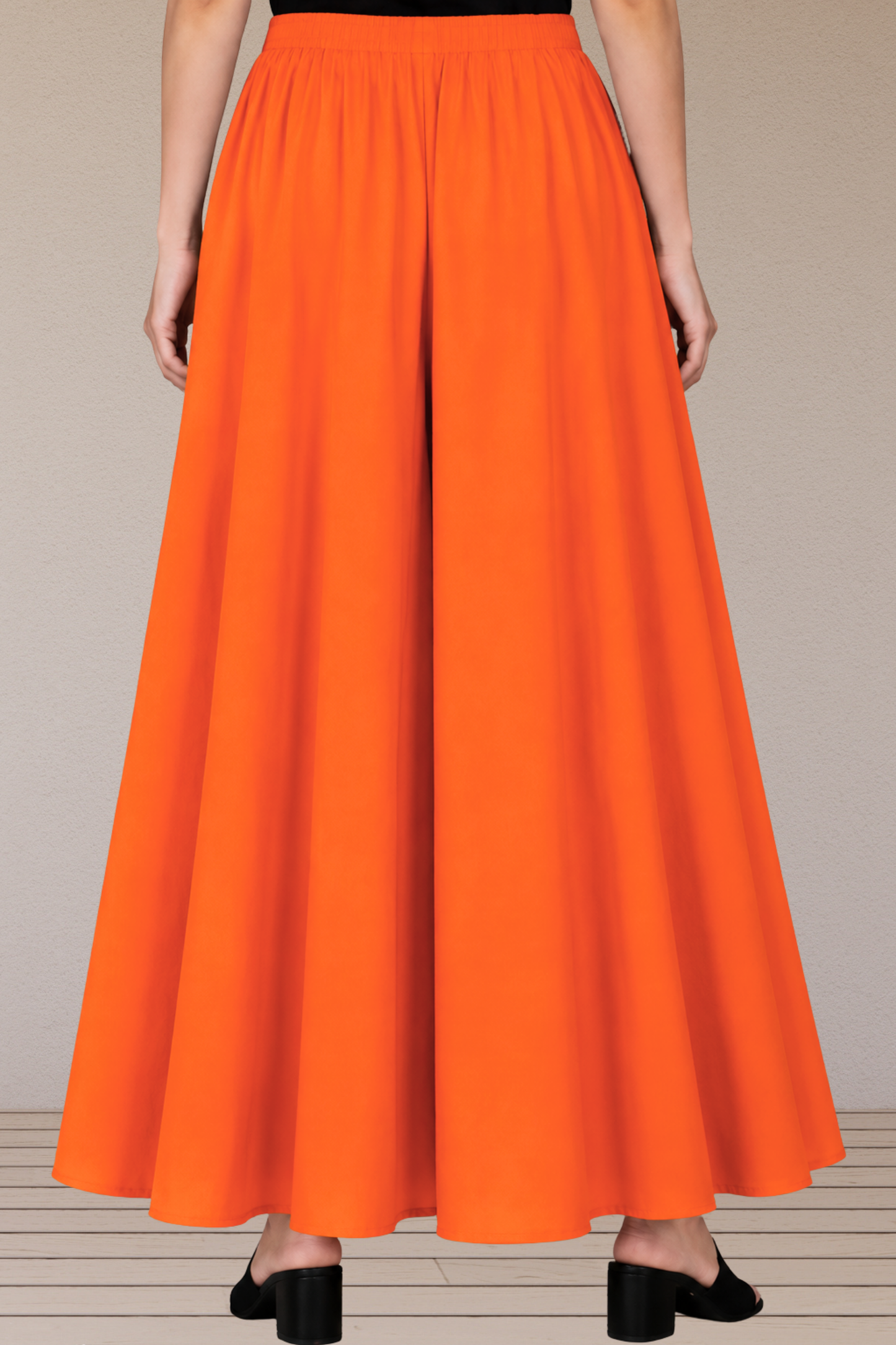 Orange Rayon Long Skirt