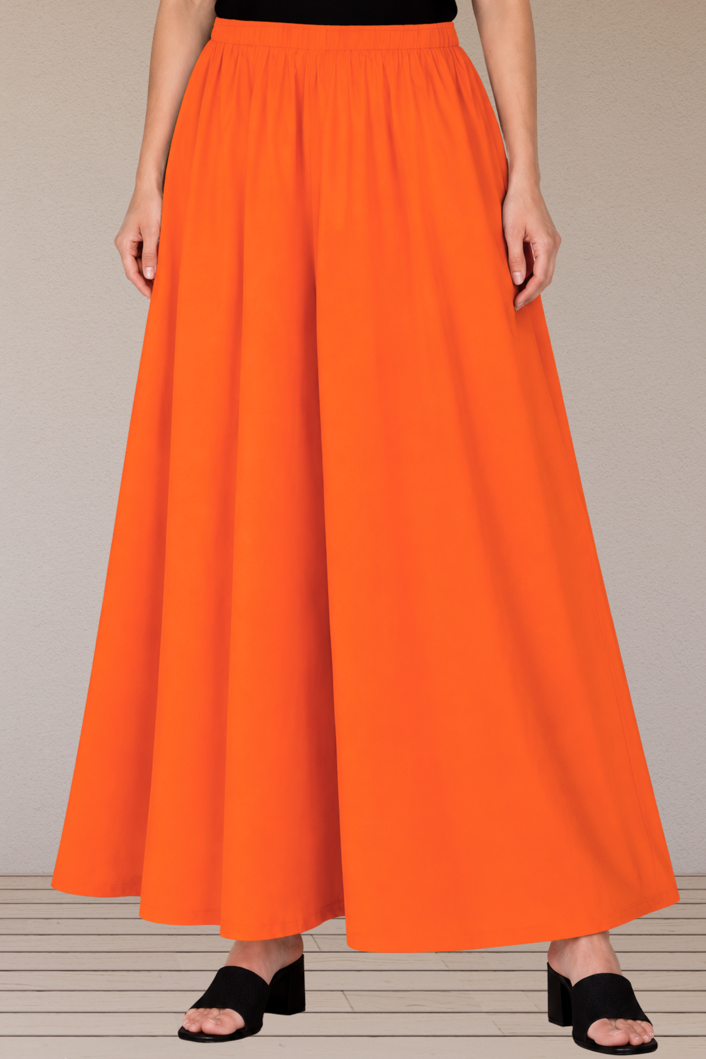 Orange Rayon Long Skirt