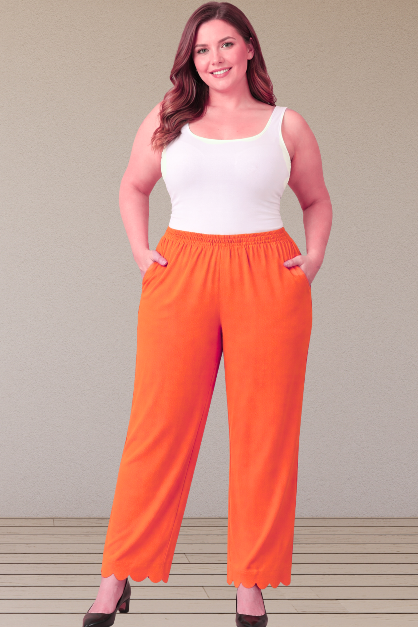Orange Scallop Cut Palazzo