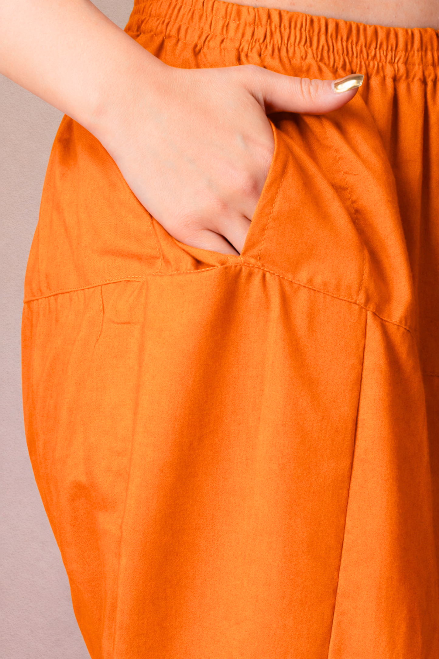 Orange Straight Rayon Salwar Pants