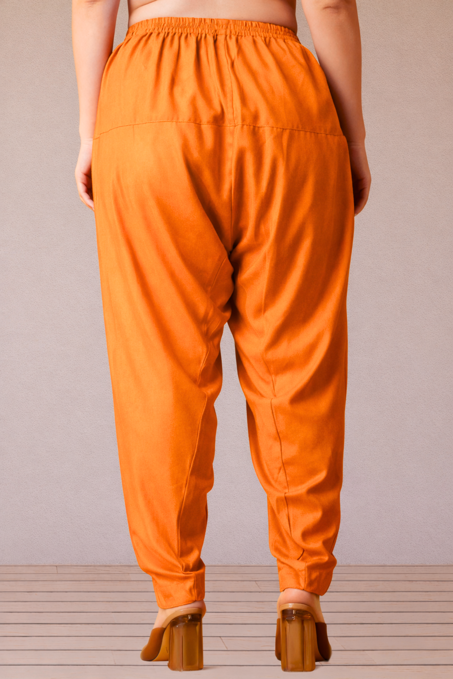 Orange Straight Rayon Salwar Pants