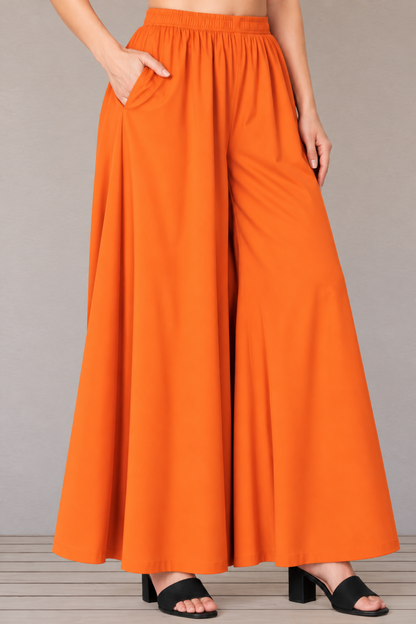 Orange Rayon Skirt Palazzo