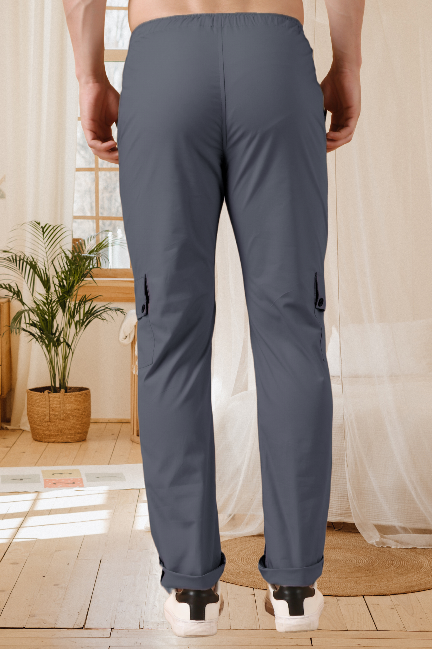 Buy Plus Size ​Dark Grey Cotton Cargo At Apella | Sizes XS to 10 XL | India | Free Delivery | Customized