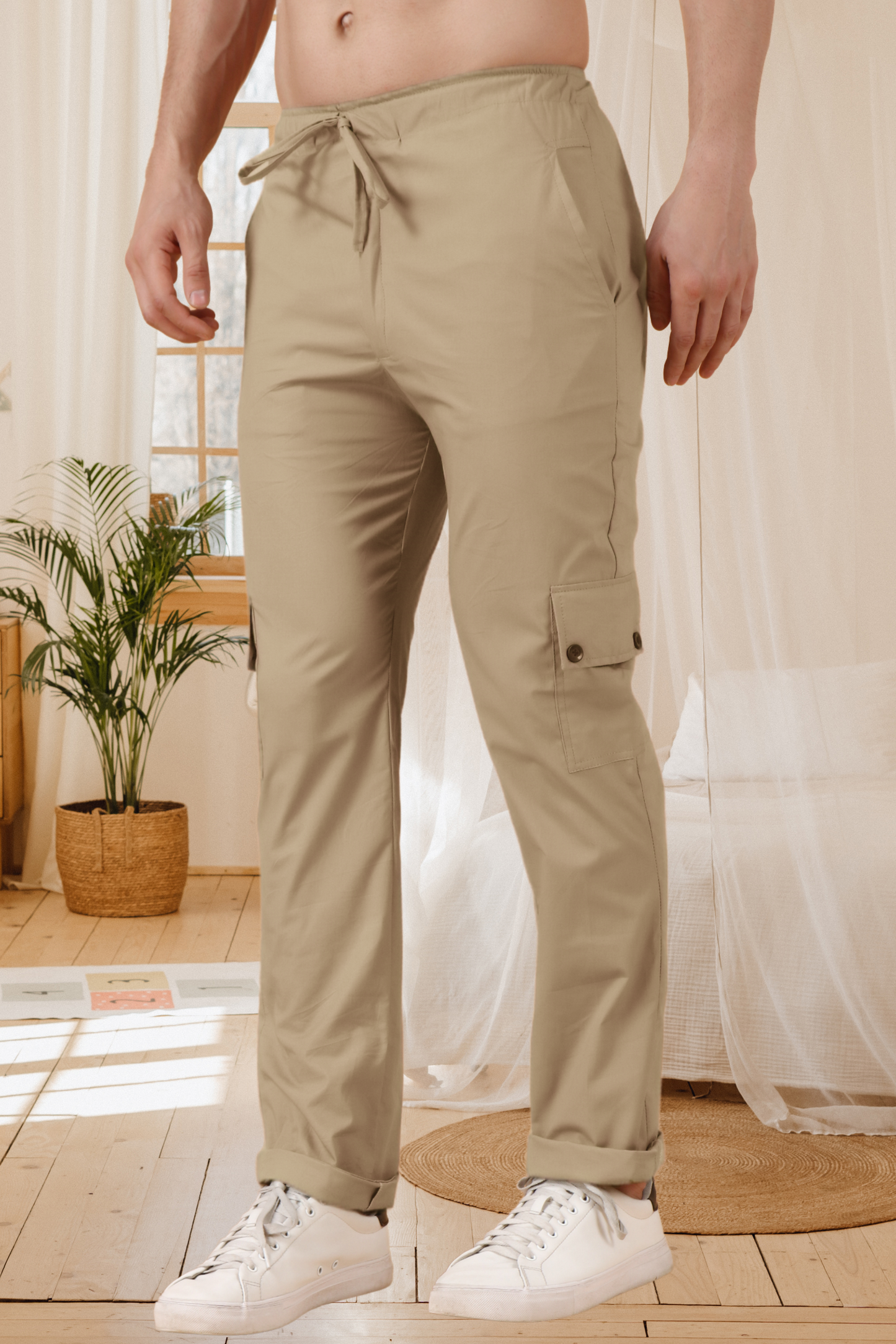 Camel Beige Cotton Cargo