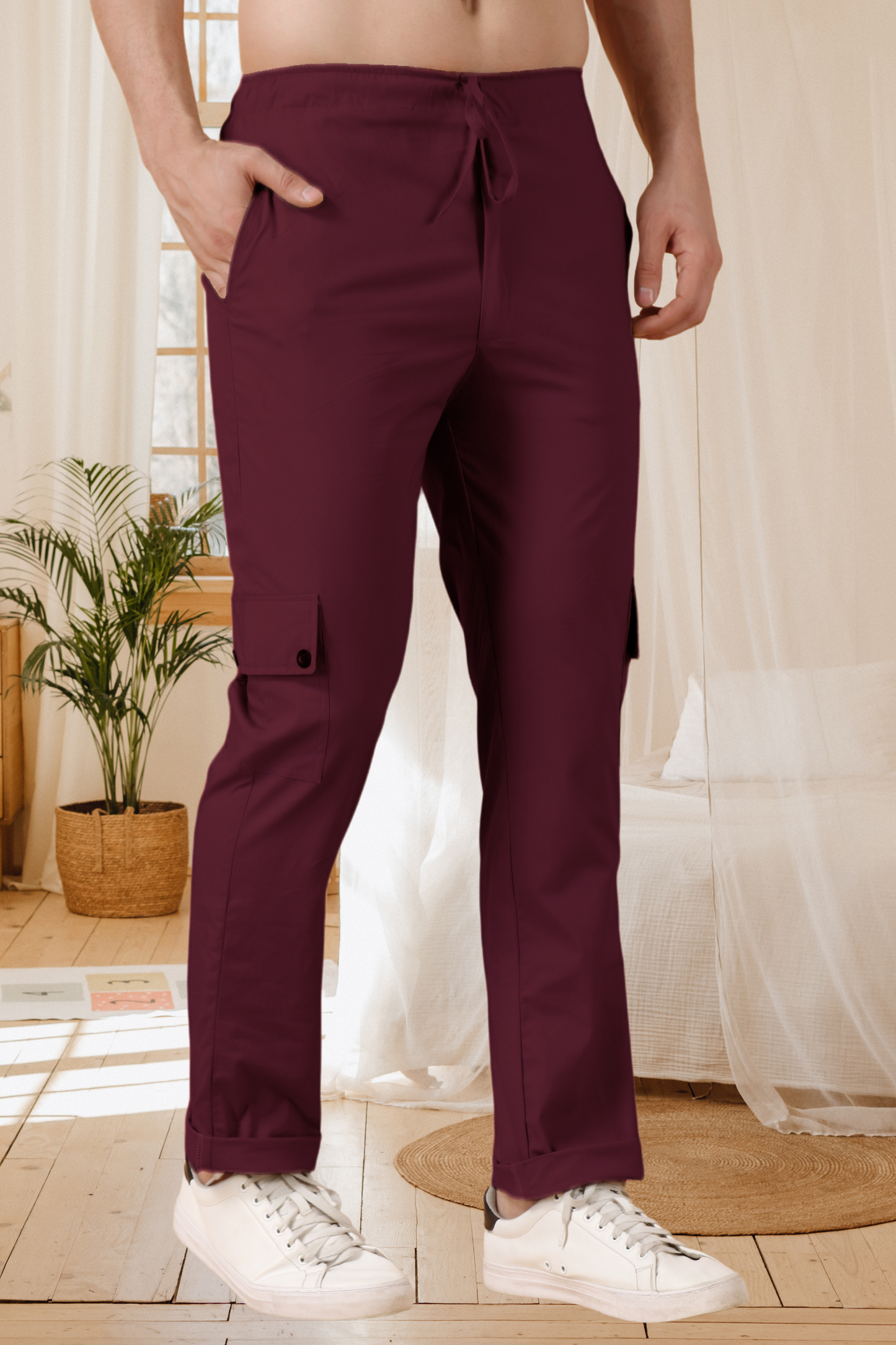 Wine Solid Cotton Cargo