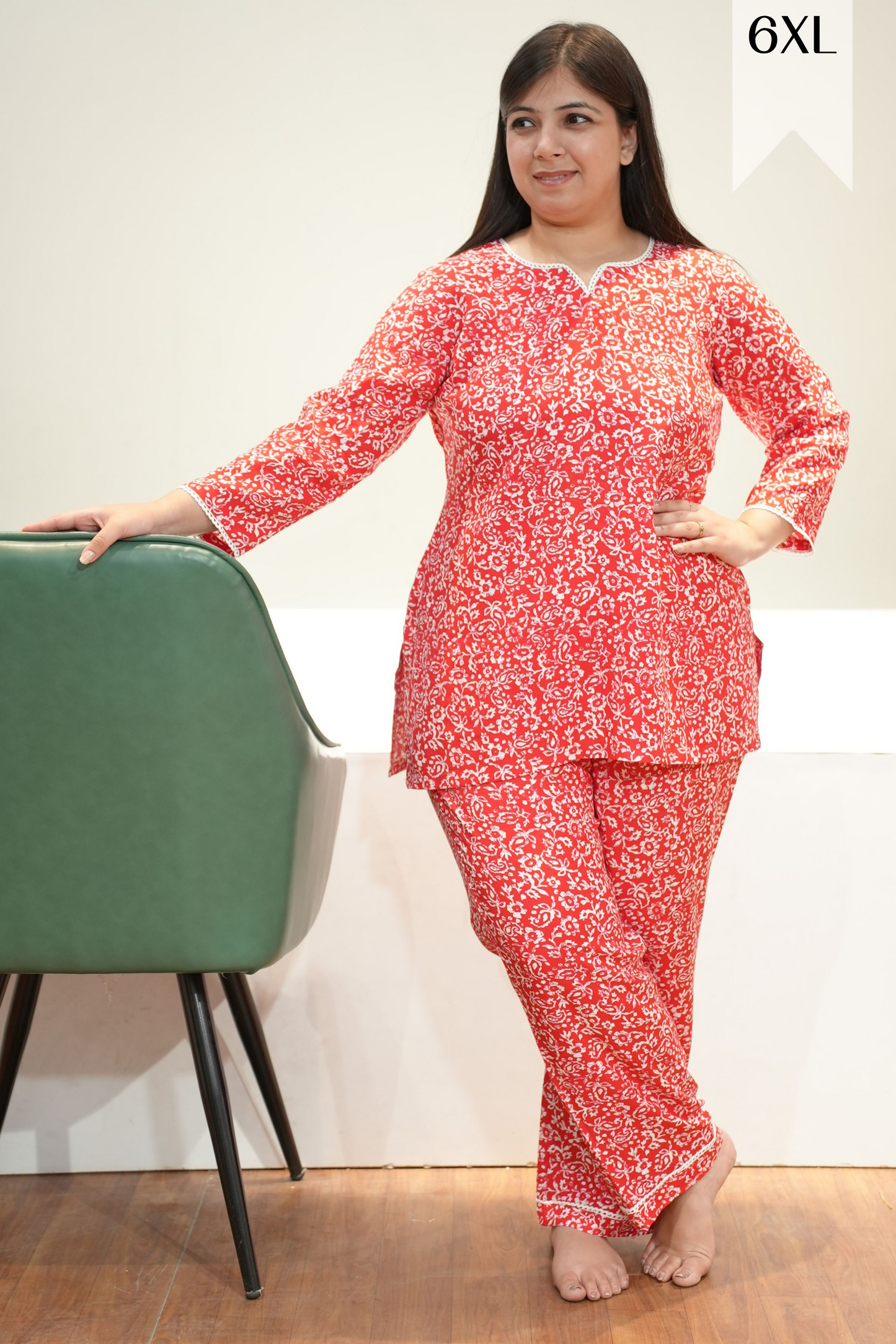 Red Radiance Rayon Night Suit