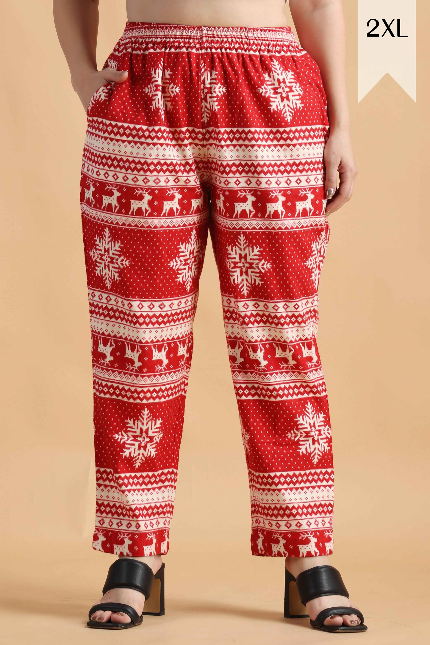Fiery Red Printed Woollen Pajama