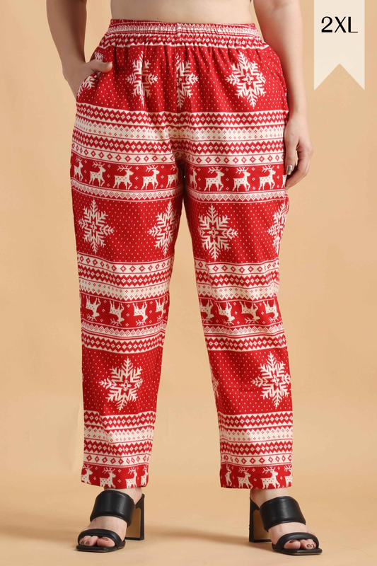 Fiery Red Printed Woollen Pajama