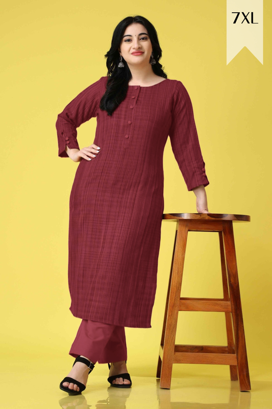 Maroon Grid Woollen Kurta Set