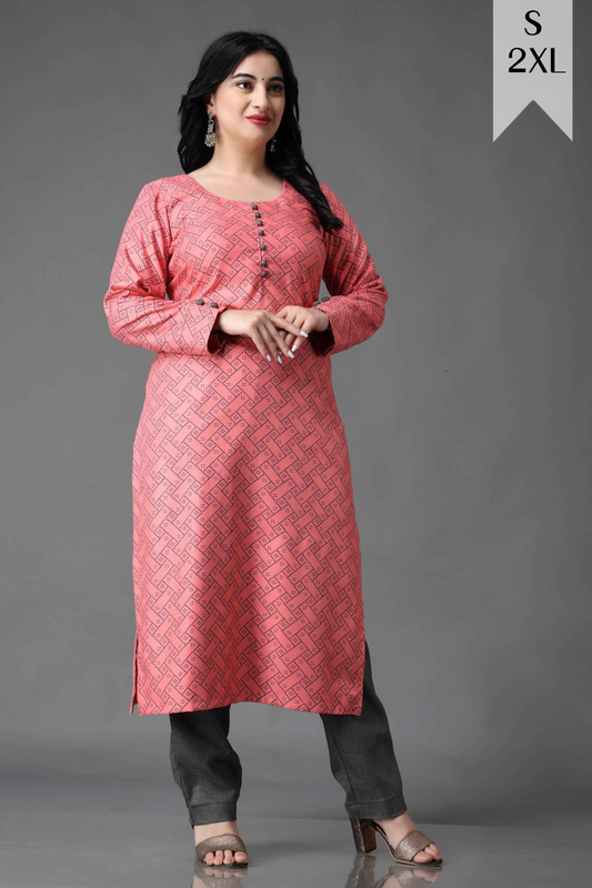Peachy Blush Woollen Kurta Set