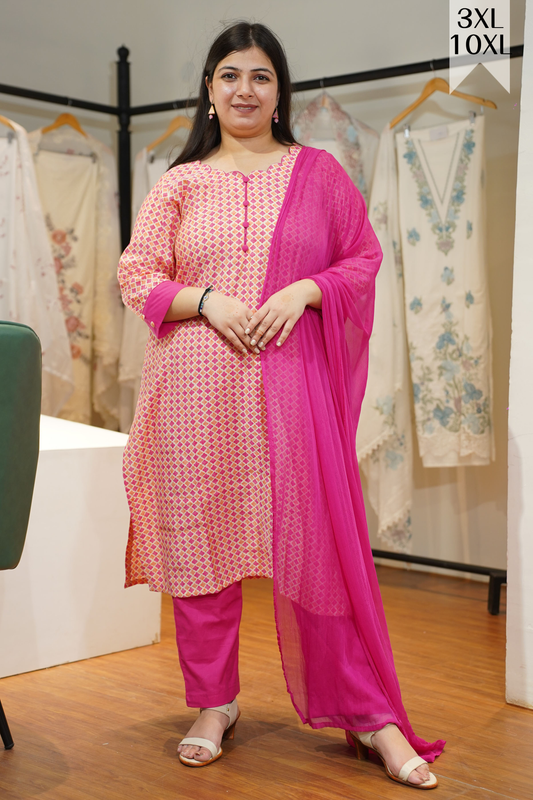 Peachy Pink Printed Suit Set