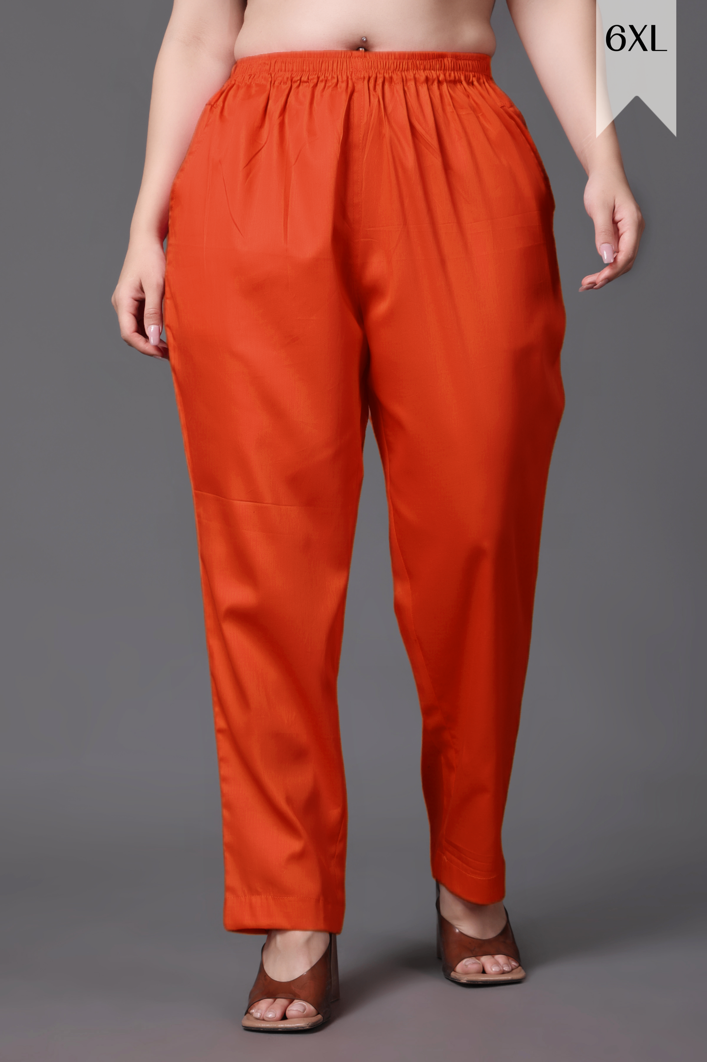 Orange Cotton Metallic Pant Palazzo