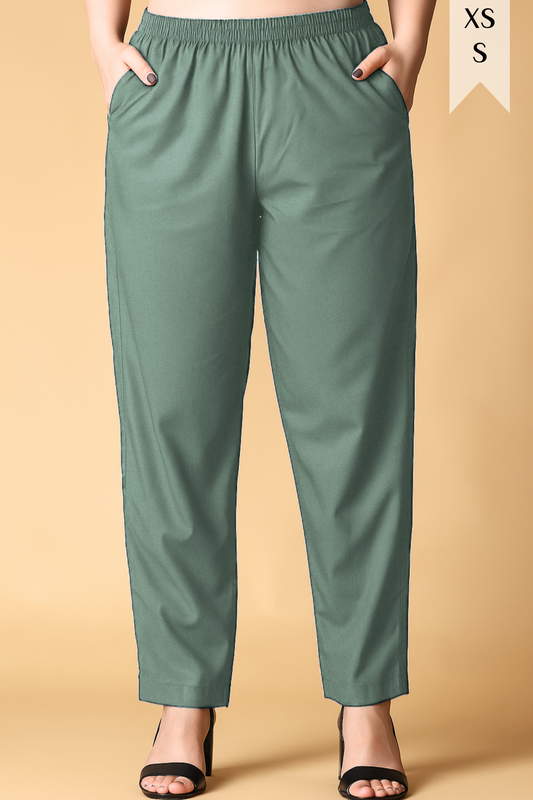 Greyish Green Cotton Kurti Pant