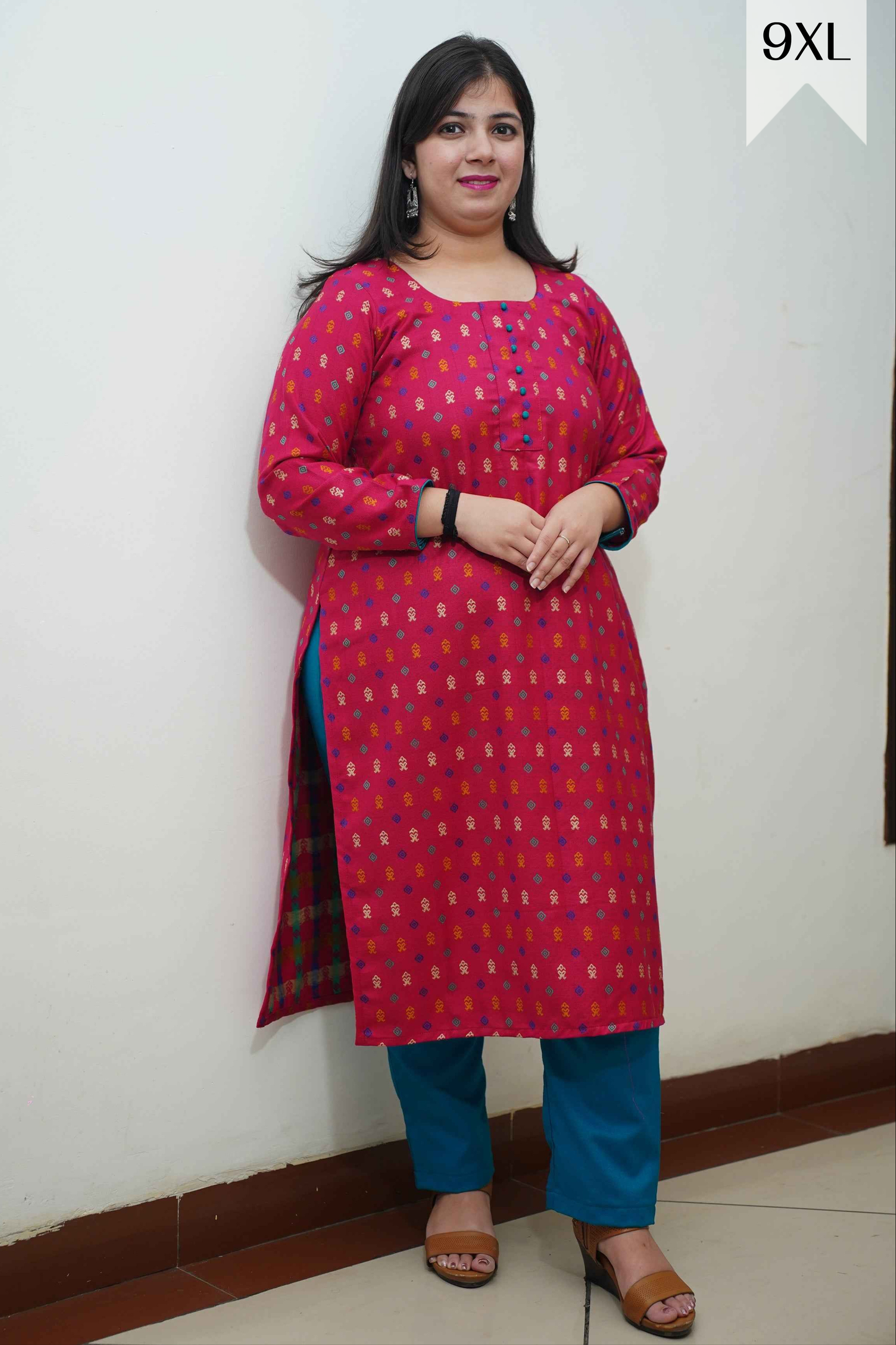 Fushcia Fusion Woollen Kurta Set
