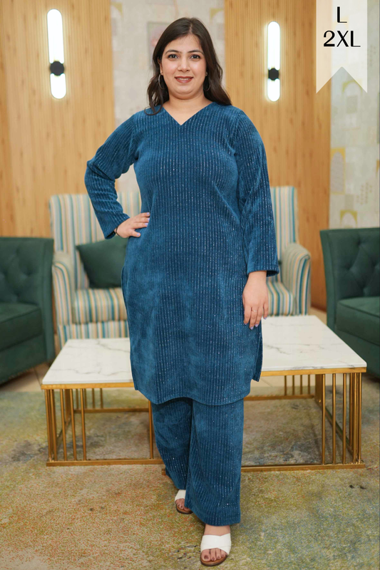 Teal Sparkle Velvet Co-ord Set