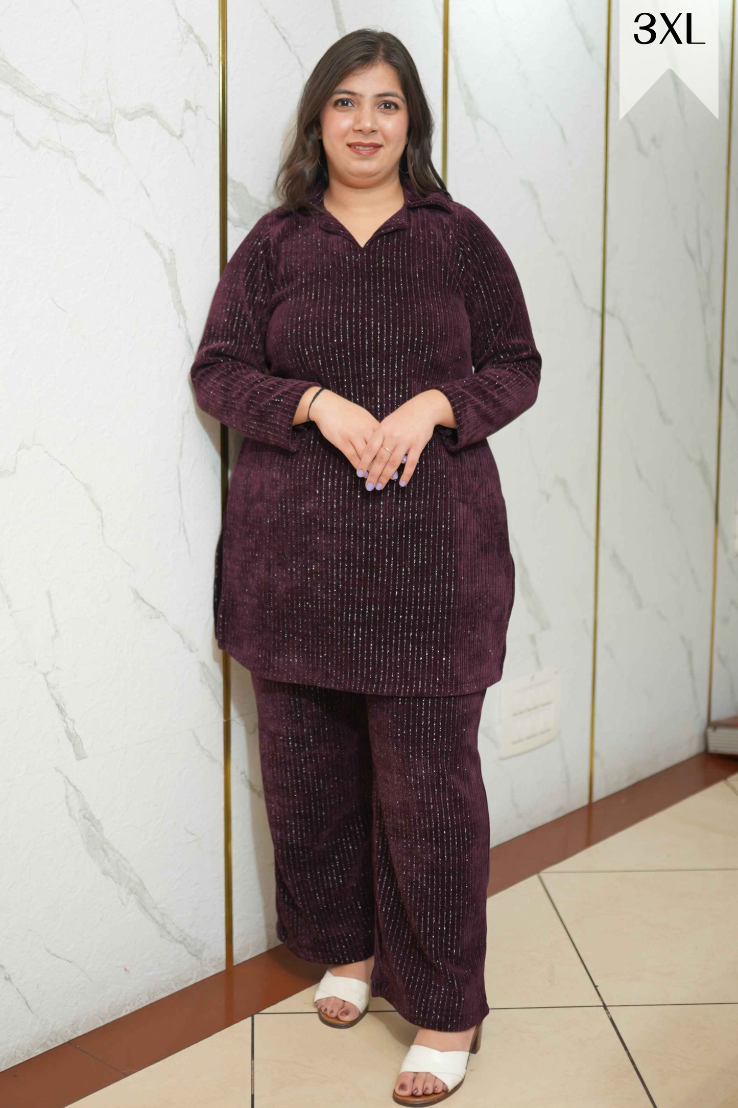 Wine Sparkle Knitted Co-ord Set