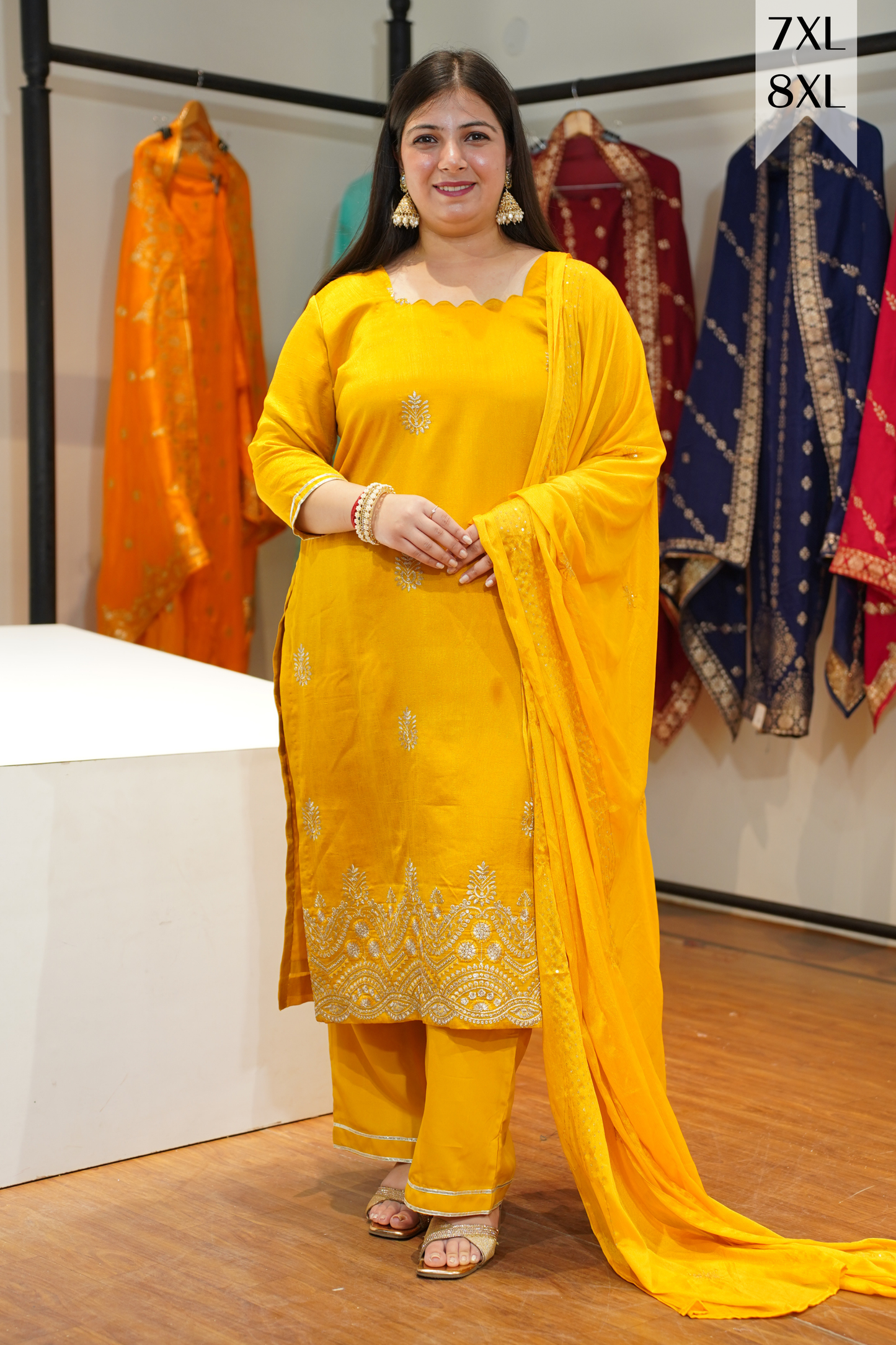 Laddu Peela Embroidered Fancy Suit