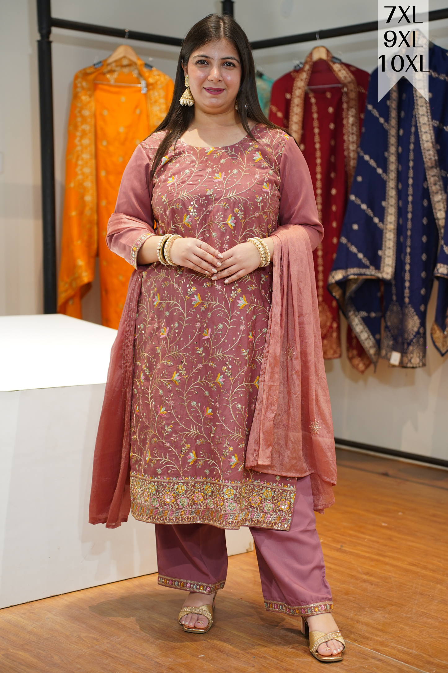 Onion Blush Embroidered Fancy Suit