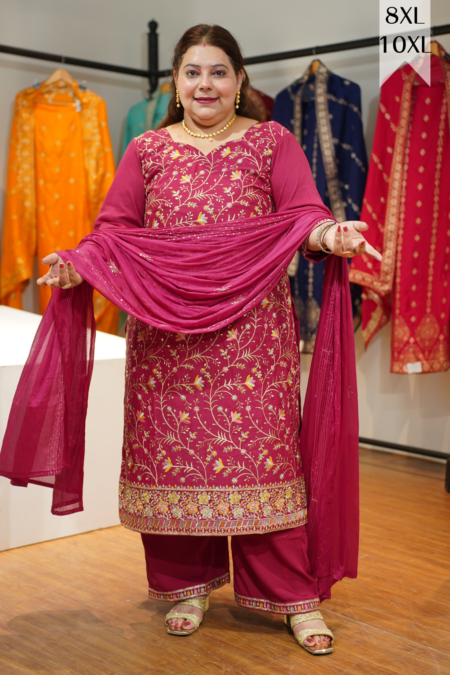 Onion Gulaabi Embroidered Fancy Suit