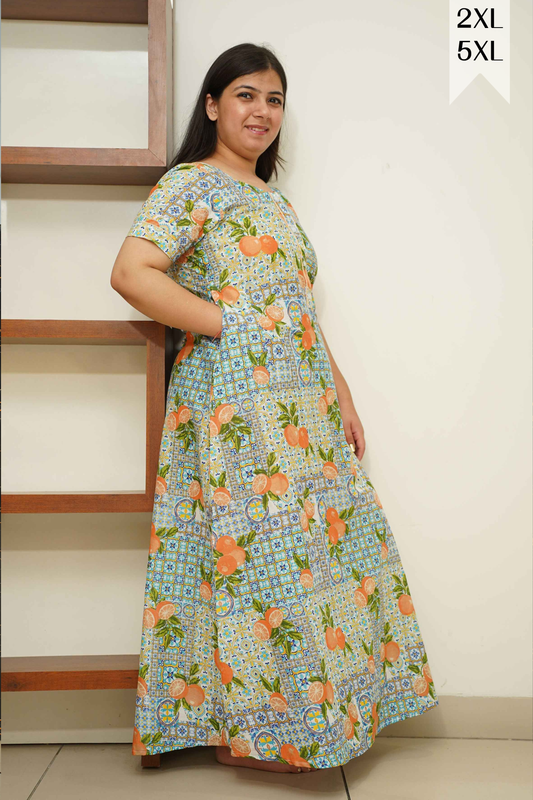 Orange Orchid Cotton Night Gown
