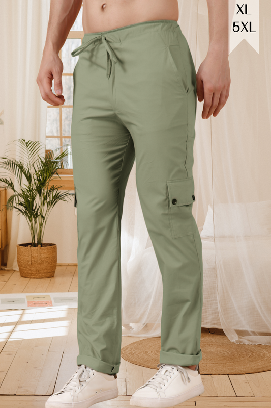 Olive Solid Cotton Cargo