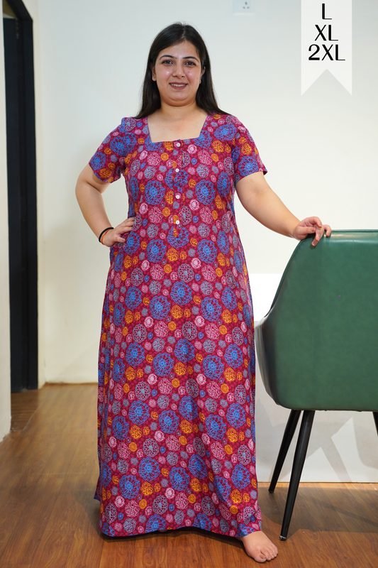 Floral Story Printed Night Gown