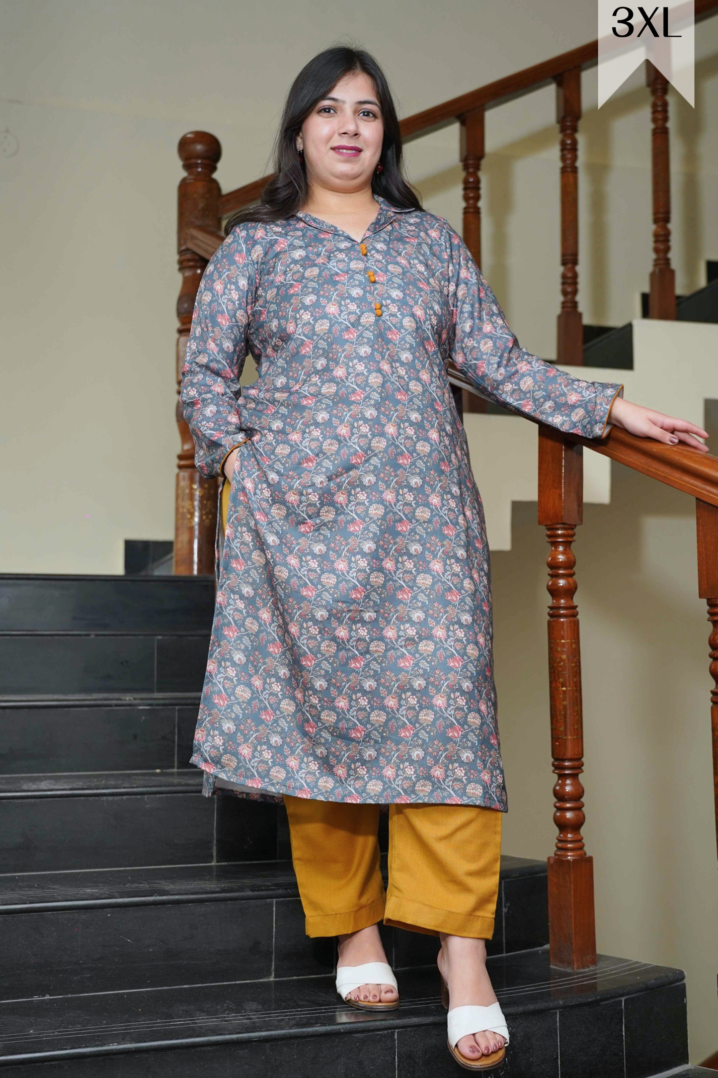 Grey Meadow Woollen Kurta Set