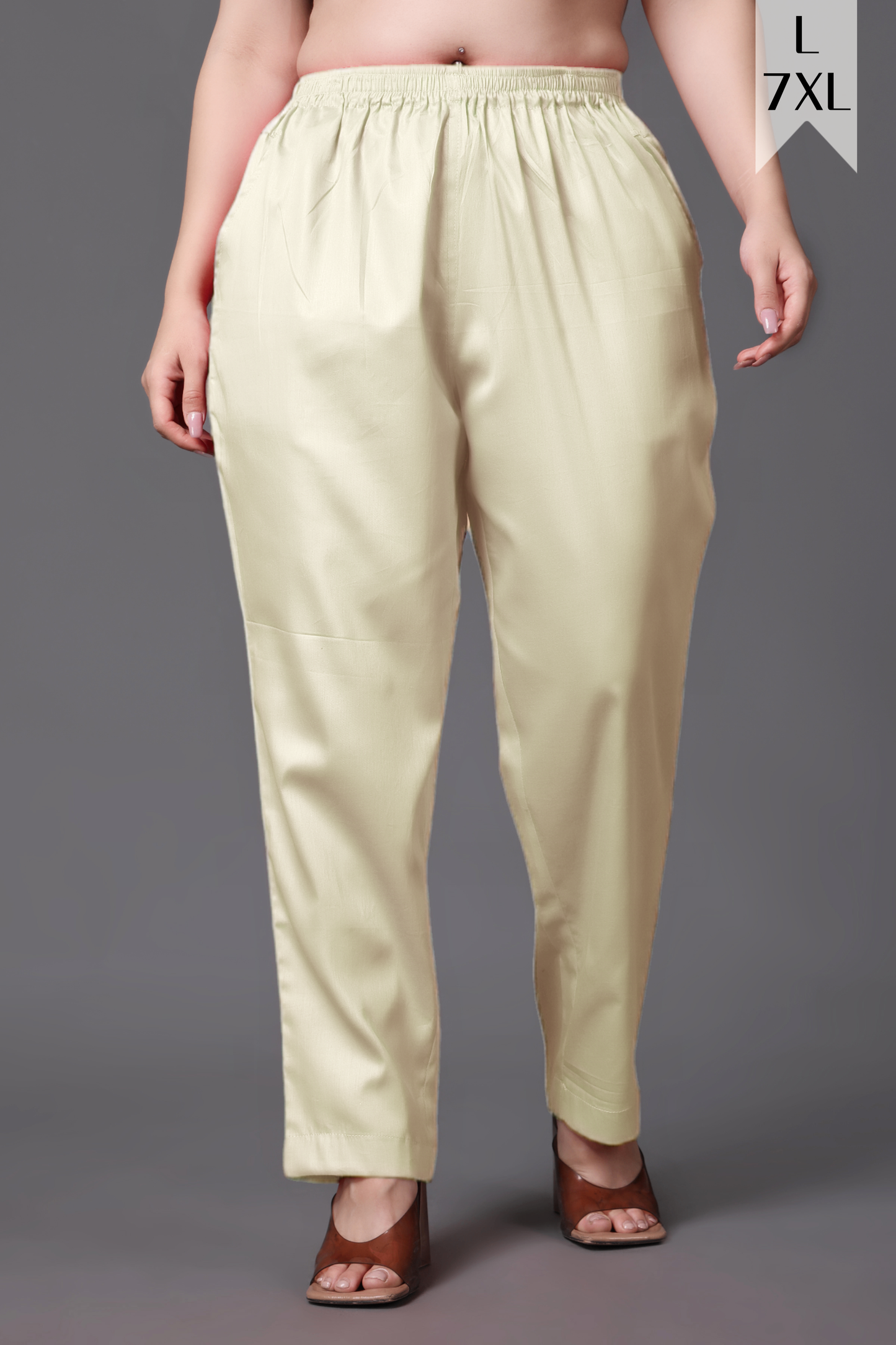 Ivory Cotton Metallic Pant Palazzo