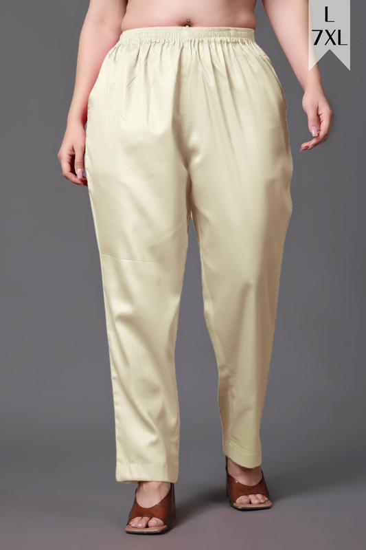 Ivory Cotton Metallic Pant Palazzo