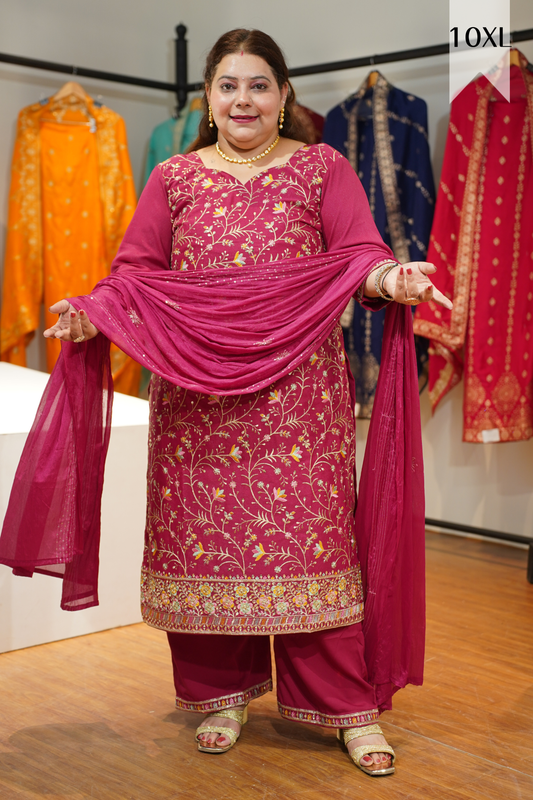 Onion Gulaabi Embroidered Fancy Suit