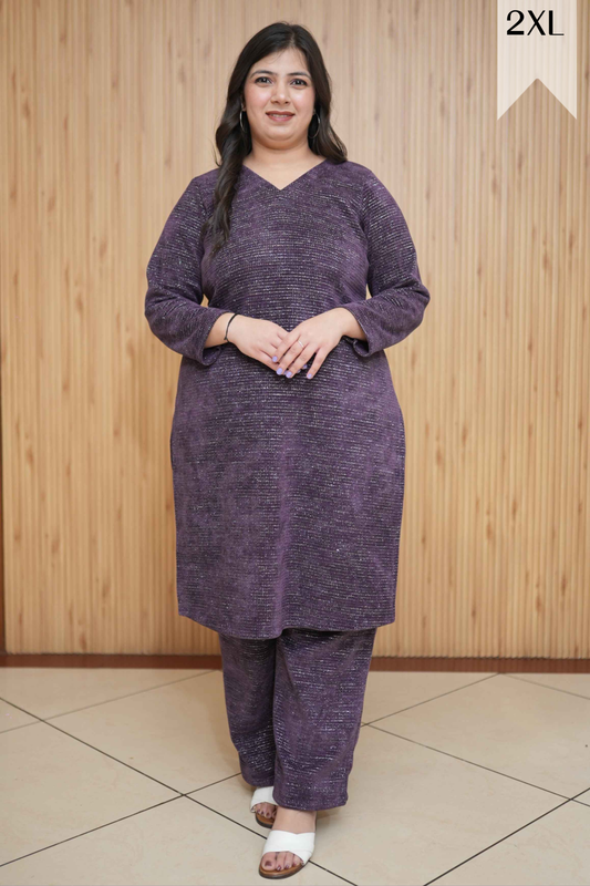 Purple Sparkle Knitted Suit Set