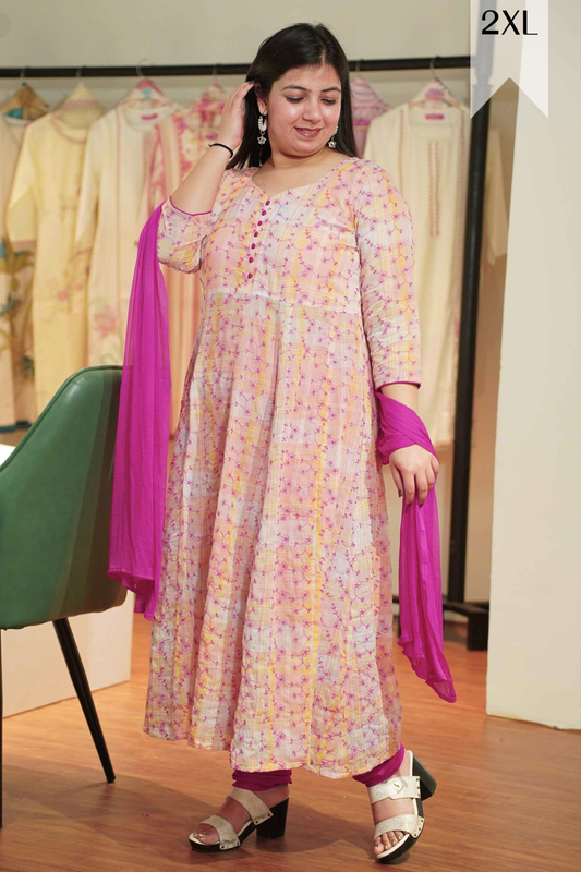 Rosy Glow Embroidered Anarkali Set