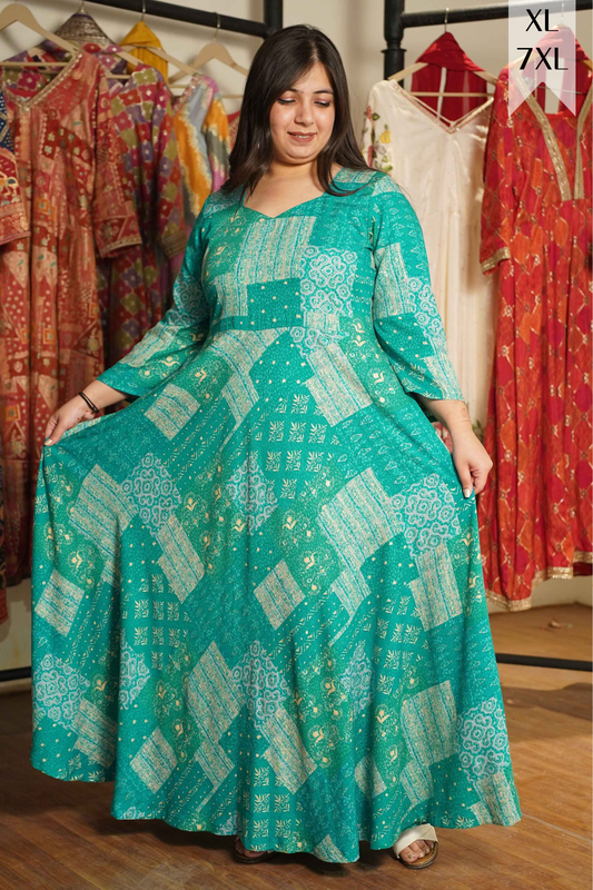 Spring Russle Foiled Rayon Dress With Pockets