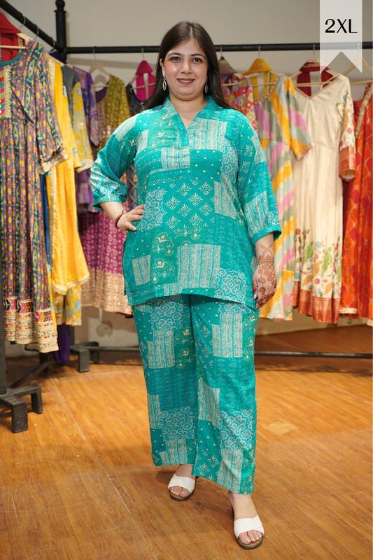 Spring Russle Foiled Rayon Co-ord Set