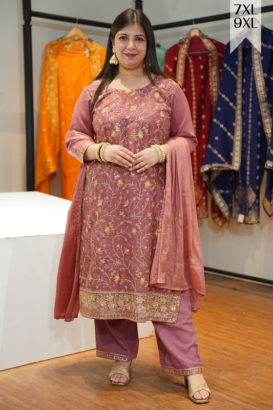 Onion Blush Embroidered Fancy Suit
