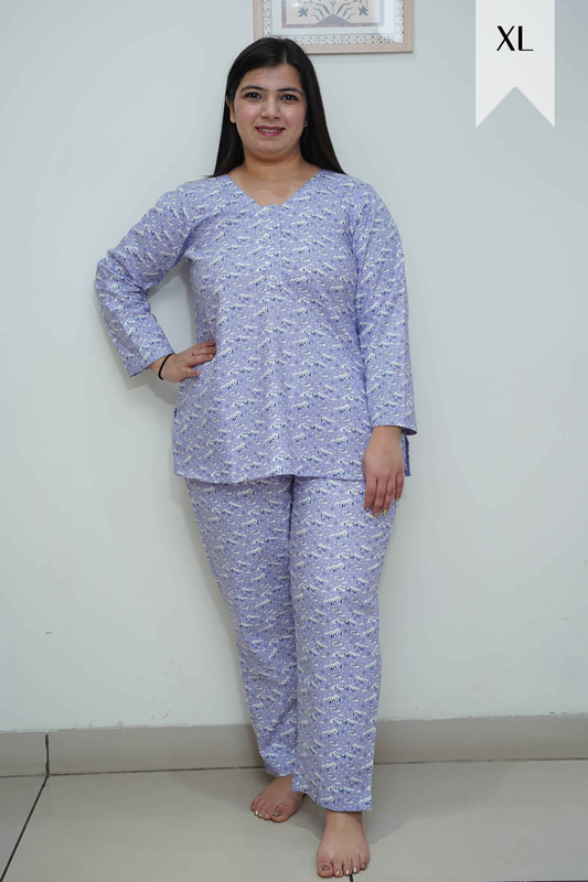 Snowy Lavender Woollen Night Suit