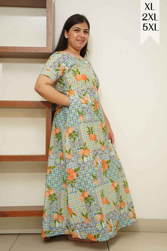 Orange Orchid Cotton Night Gown
