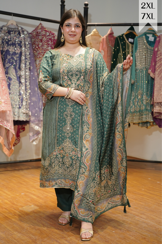 Nehrin Karachi Muslin Suit with Aari Work
