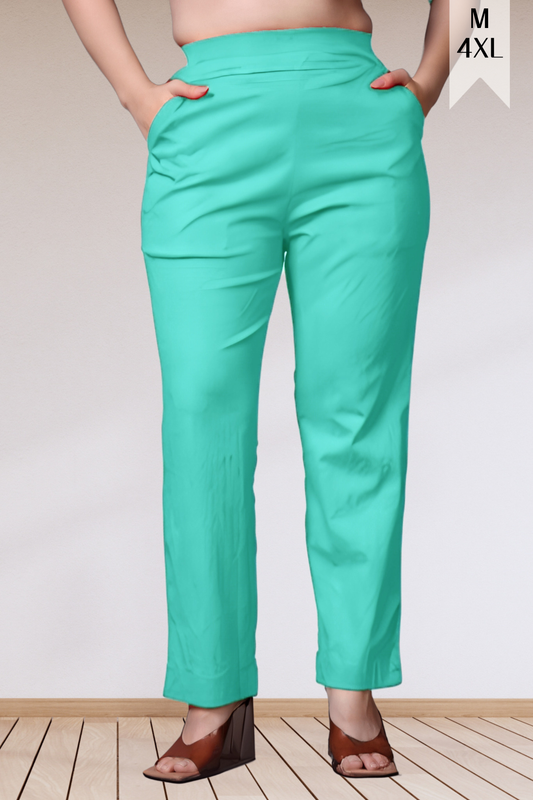 Aquamarine Lycra Slub Pants
