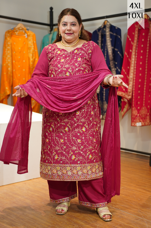 Onion Gulaabi Embroidered Fancy Suit