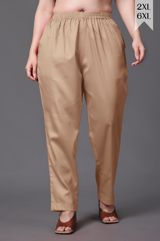 Light Golden Cotton Metallic Pant Palazzo