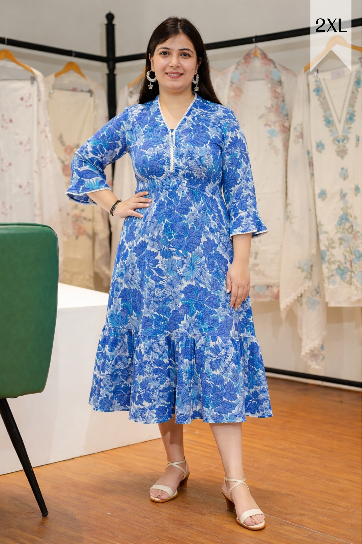 Sapphire Aura Rayon Calf Dress